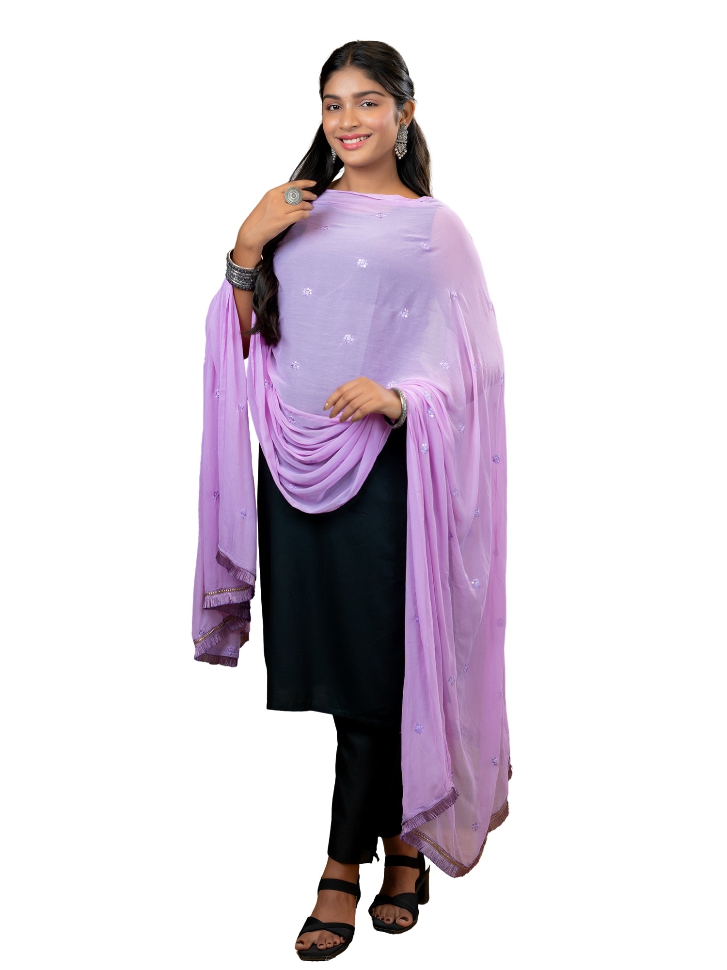 Embroidered Chiffon Dupatta