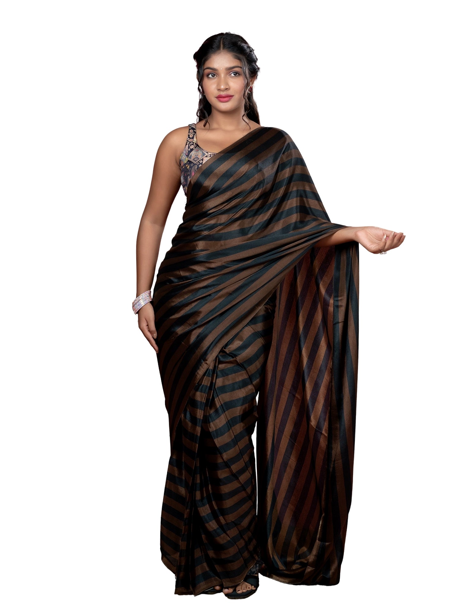 Brown Ready to Wear Party Saree
