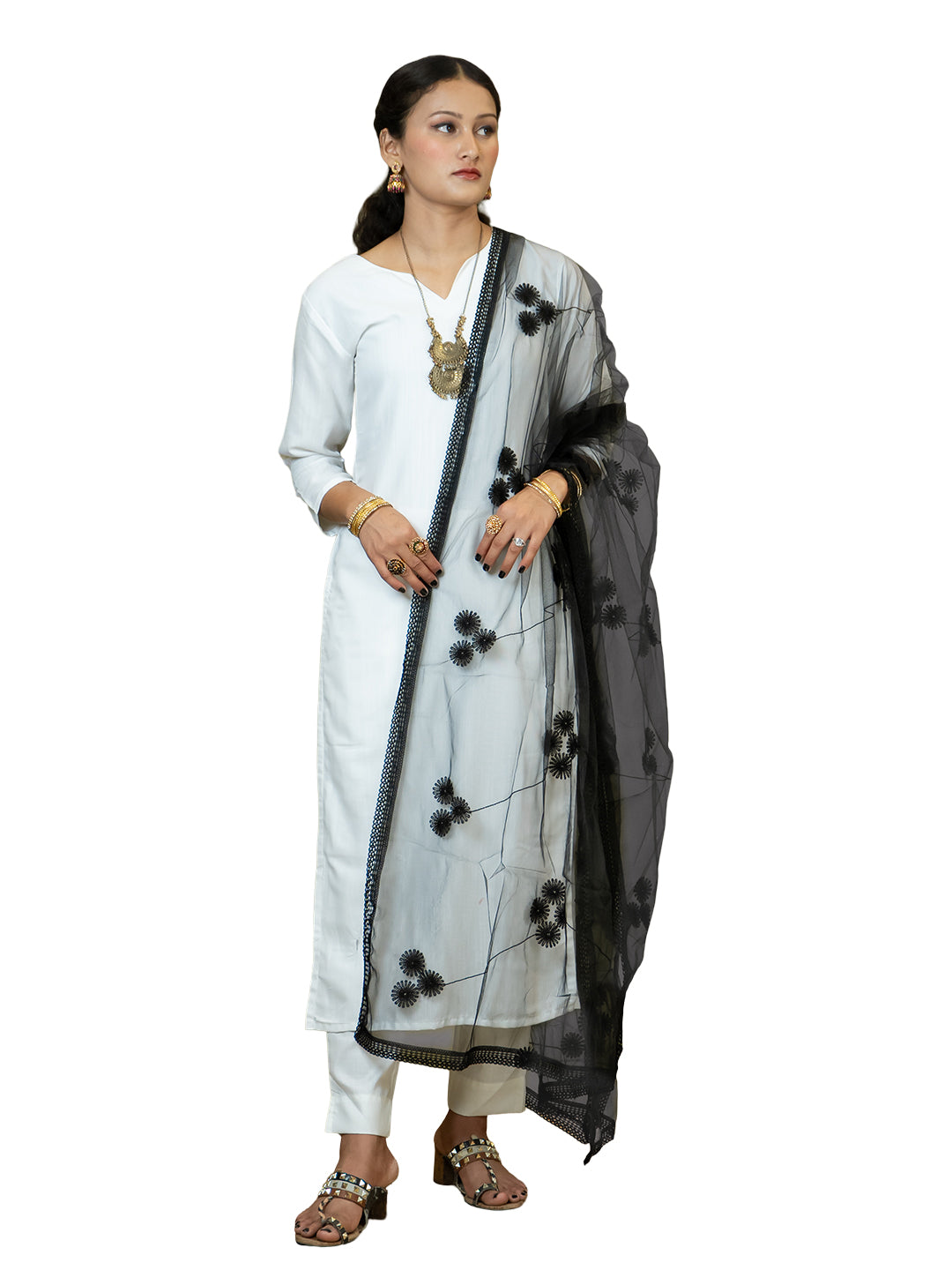 Floral Net Dupatta