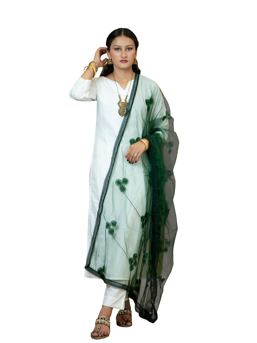 Floral Net Dupatta